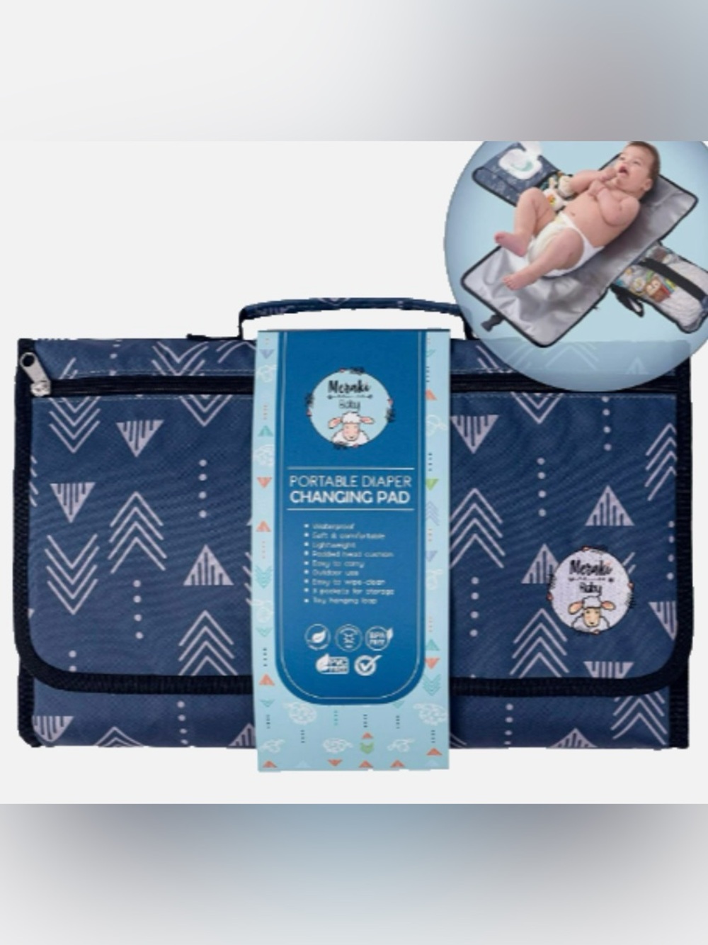 Portable Diaper Changing Pad - Navy Arrow Print